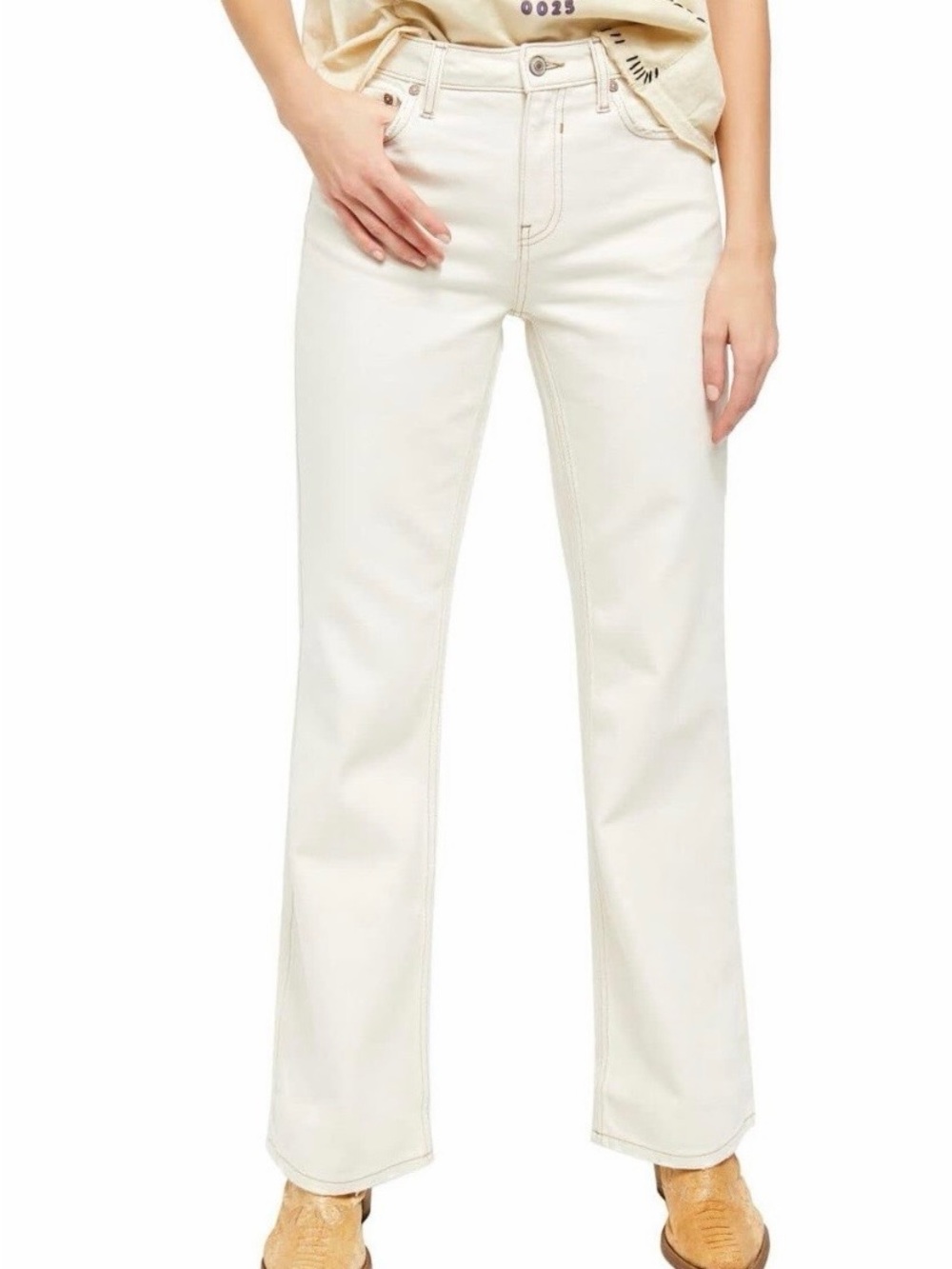 We The Free Cream Straight-Leg Jeans